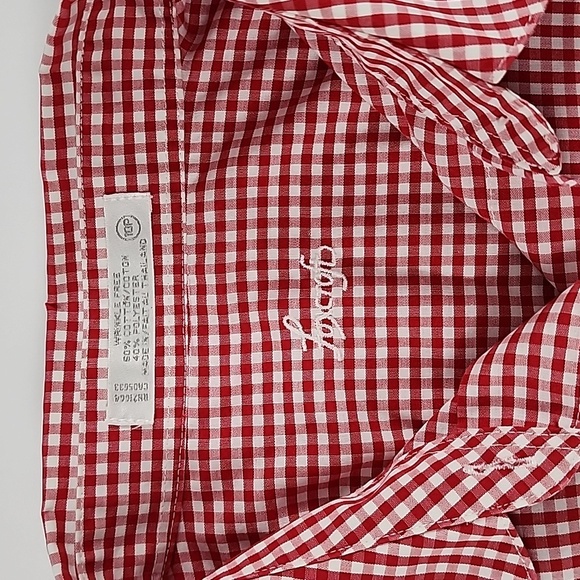 Foxcroft Women's Red White Plaid Gingham Cotton Blend Button Up Shirt Sz 10p - Picture 6 of 10